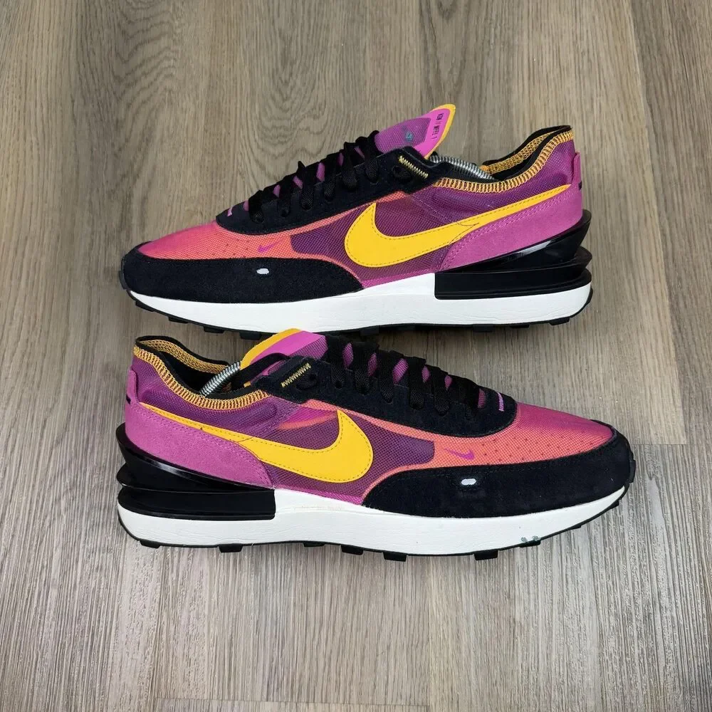 Nike Waffle One Shoes Mens Size 12 Pink Orange Yellow Mesh DA7995-600 Sneakers